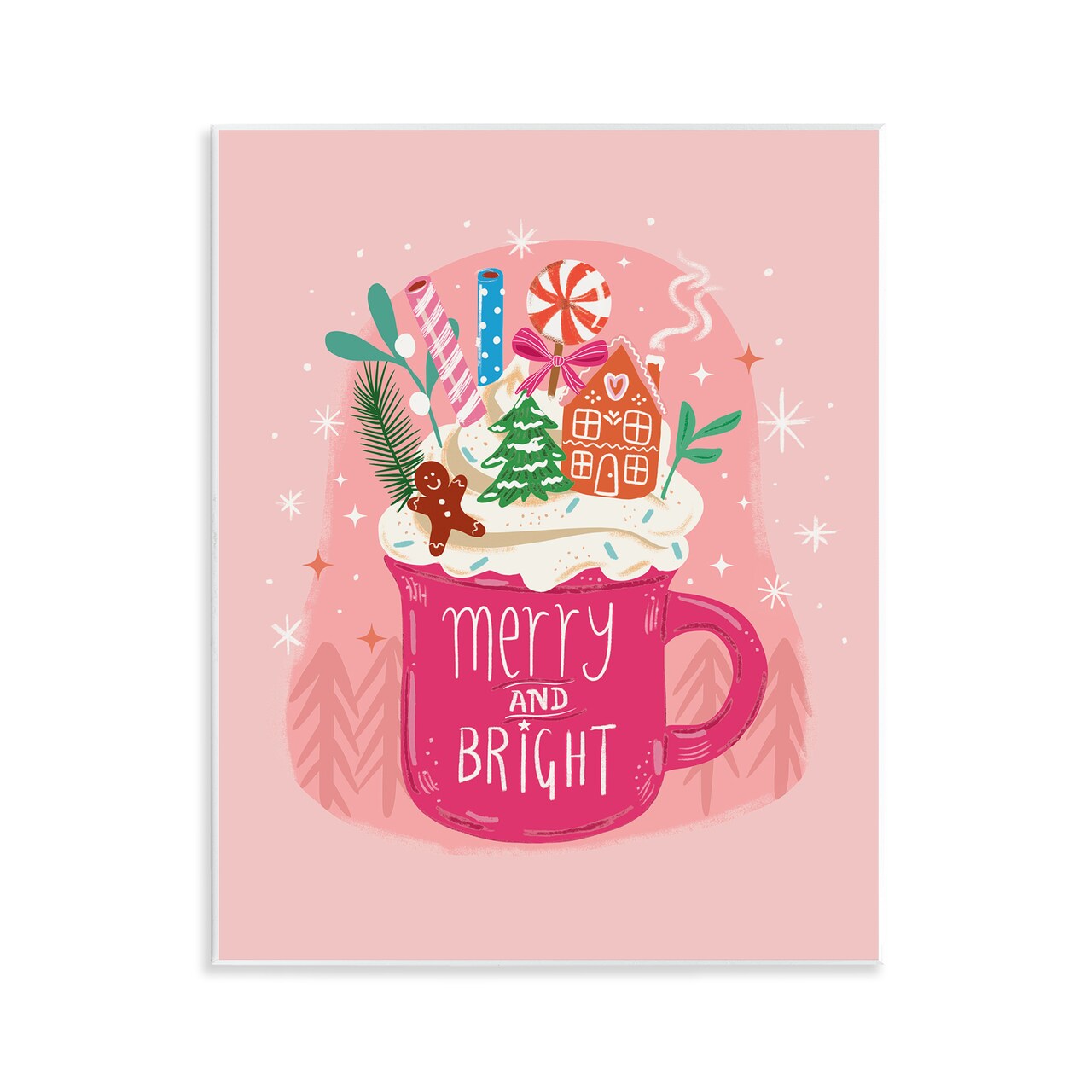Stupell Industries Pink Christmas Cocoa Dessert Wall Plaque By Jo Reid